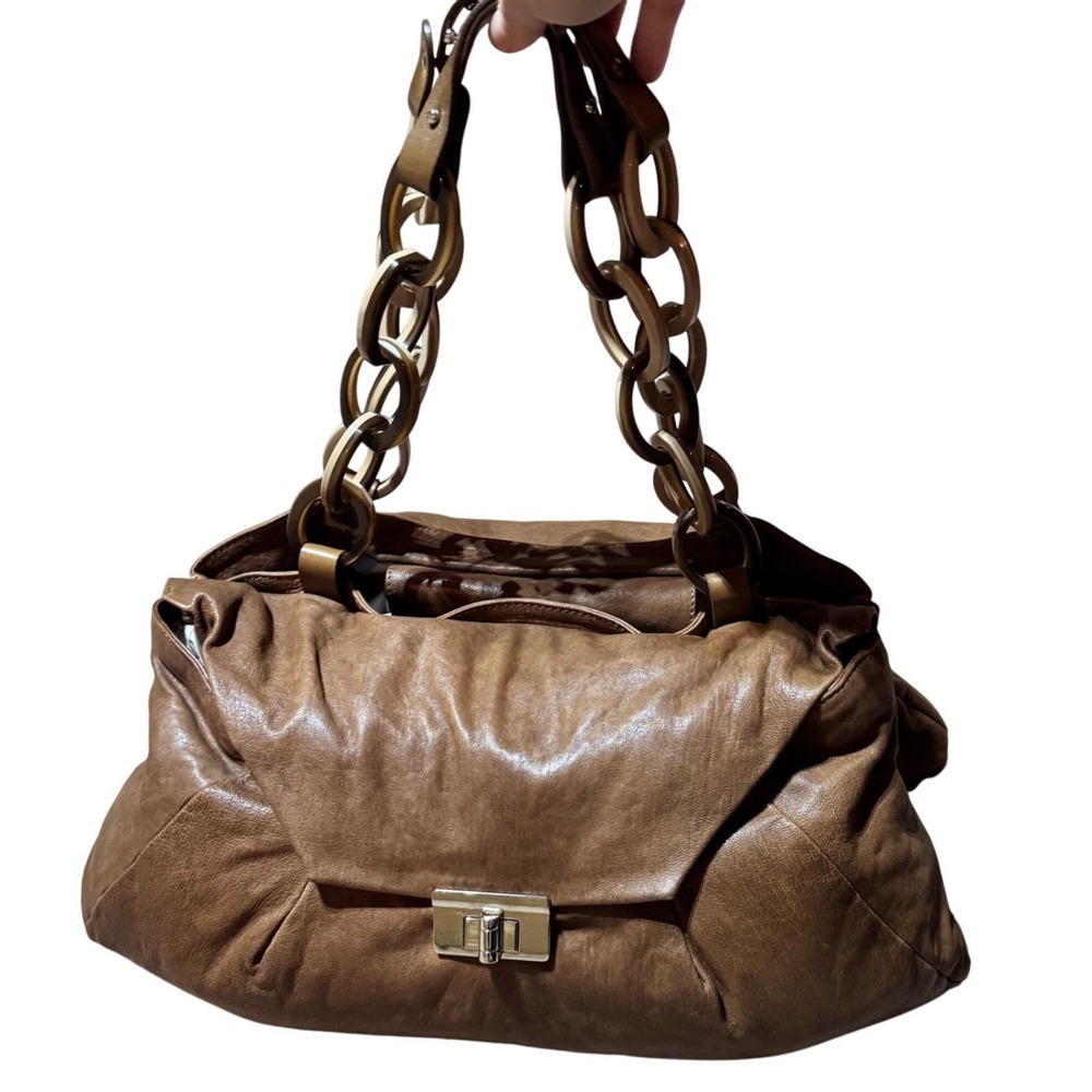 Marni 2000s Brown Leather Chain Shoulder Bag – Italian Designer Classic - Picture 2 of 16